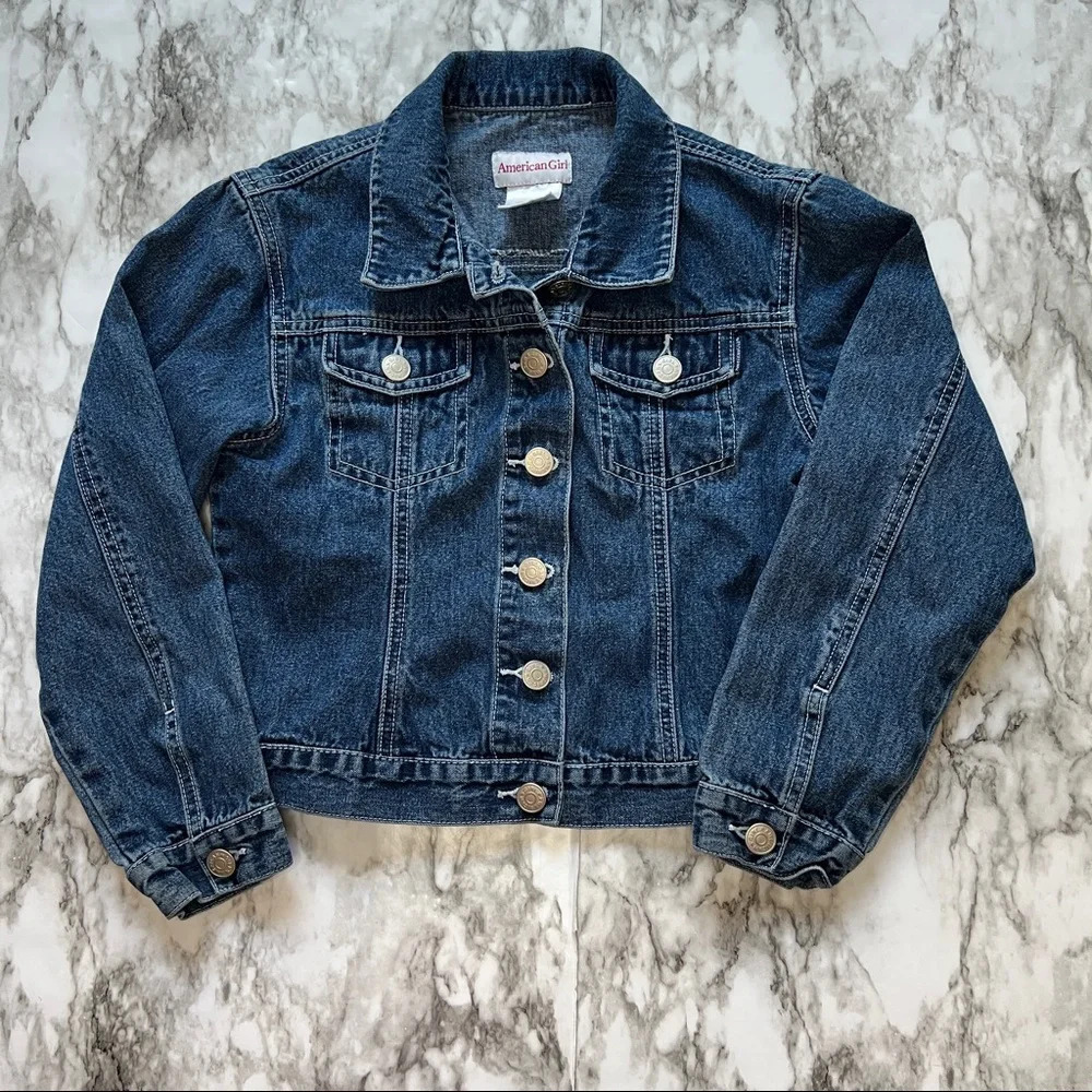 American Girl Denim Blue Jacket Girls Dark Wash Small